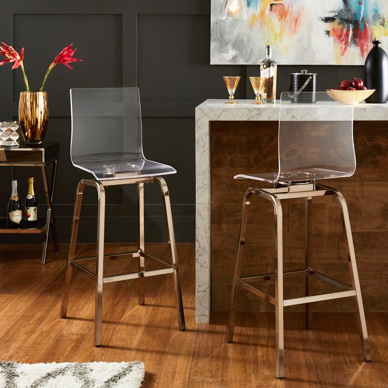 Set of 2 29" Alta Modern Barstools Champagne Gold - Inspire Q