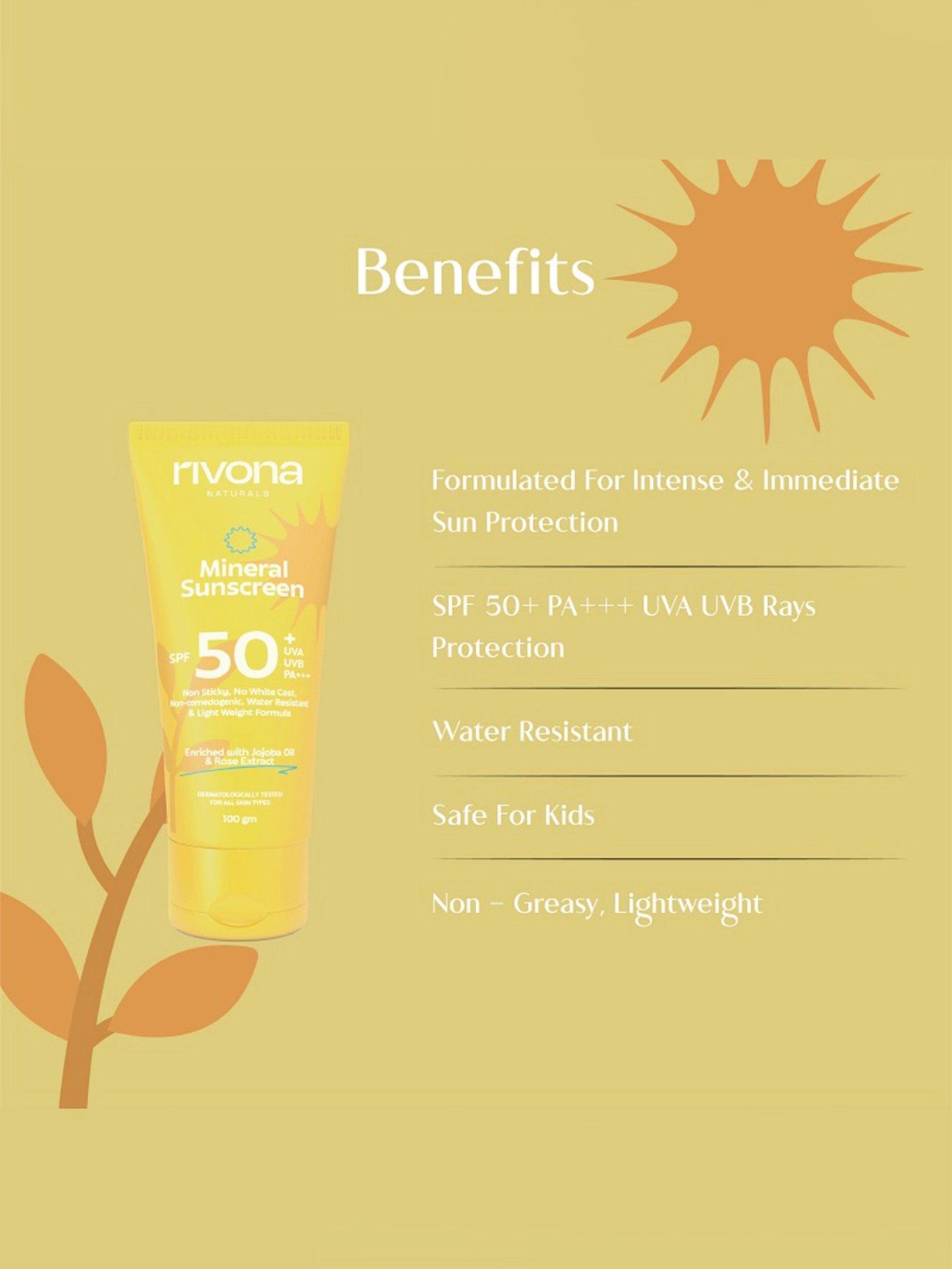 Rivona Naturals Mineral Sunscreen SPF 50+ - 100 gm