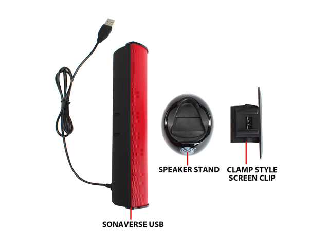 GOgroove SonaVERSE USB 3796908 Laptop Speaker Soundbar 2.0 with Clip-On Portable Design (Black) - Works with Acer, Apple, ASUS, Dell, HP, Samsung and More Computers