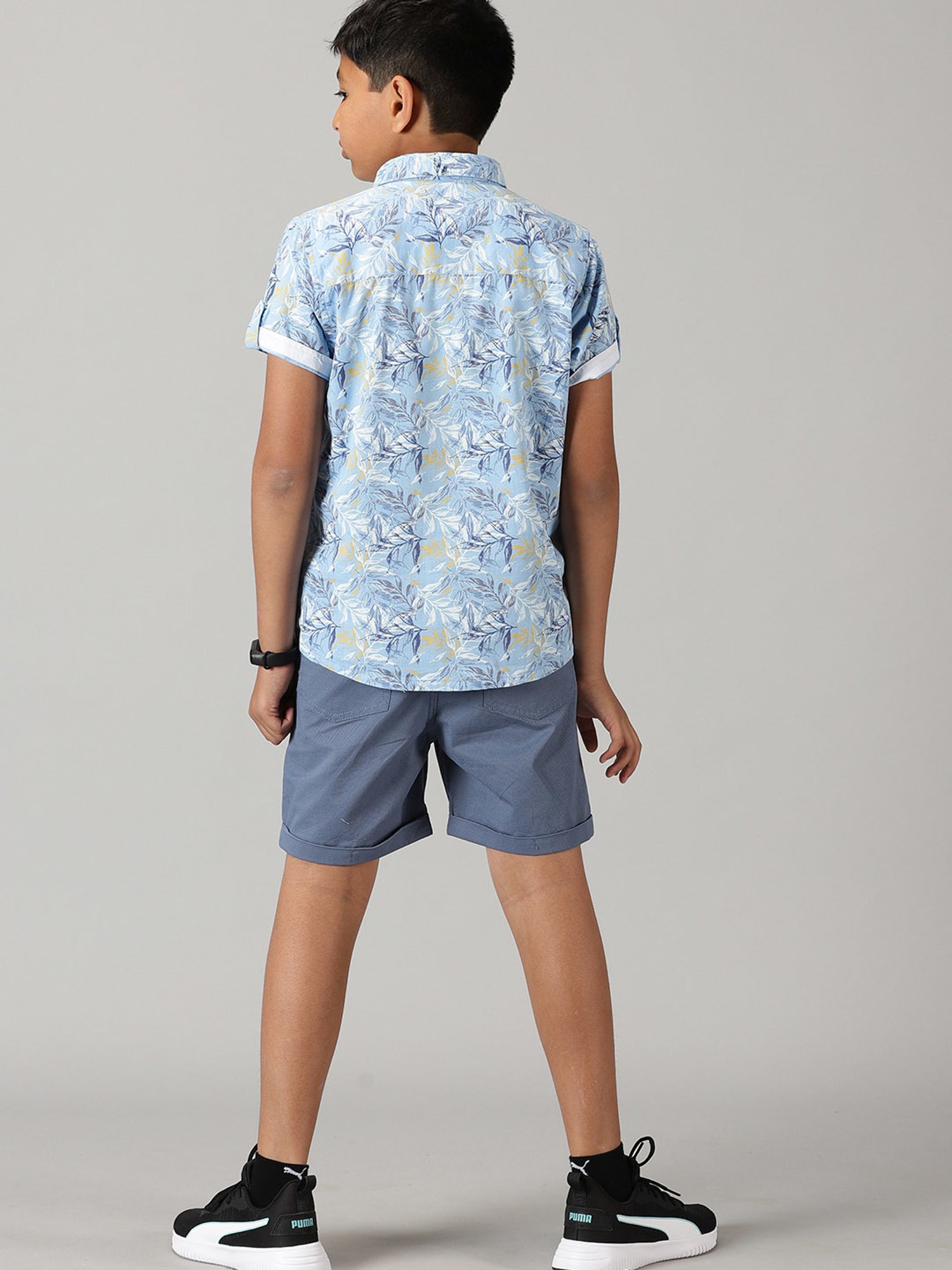 Kiddopanti Boys Light Blue Printed Shirt