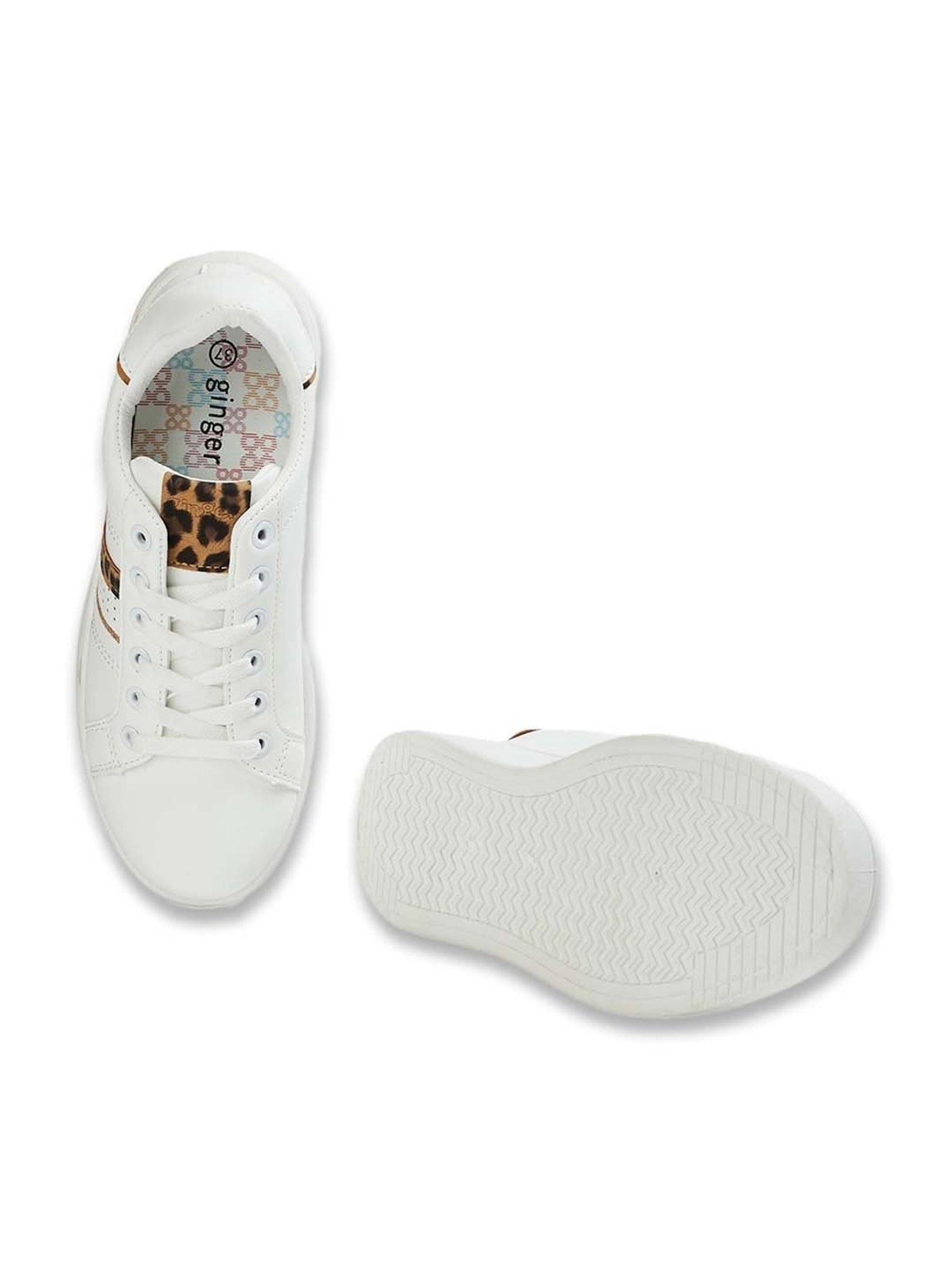 Ginger by Lifestyle Women's Pearl White & Tan Sneakers