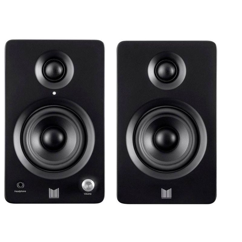 Monolith MM-3 Powered Multimedia Speakers - Black (Pair) With AptX Bluetooth, Fron Headphone Jack, Digital Calss D