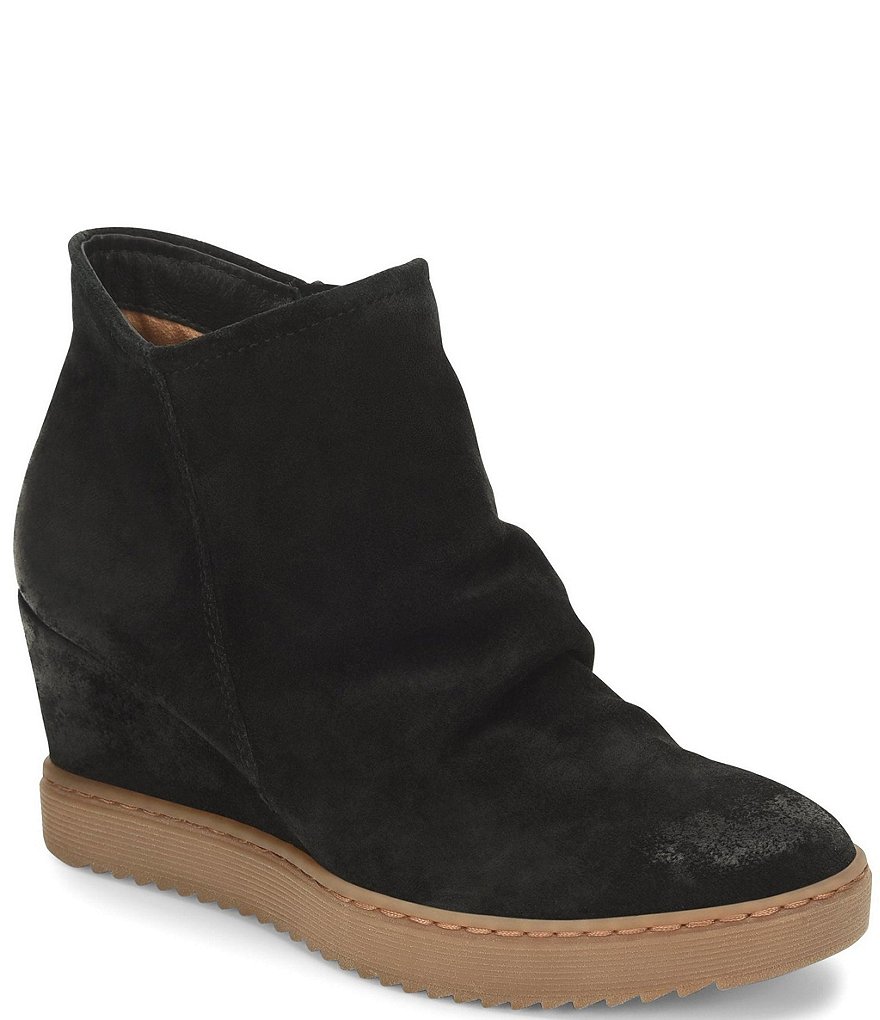 Sofft Siri Waterproof Suede Wedge Ankle Booties