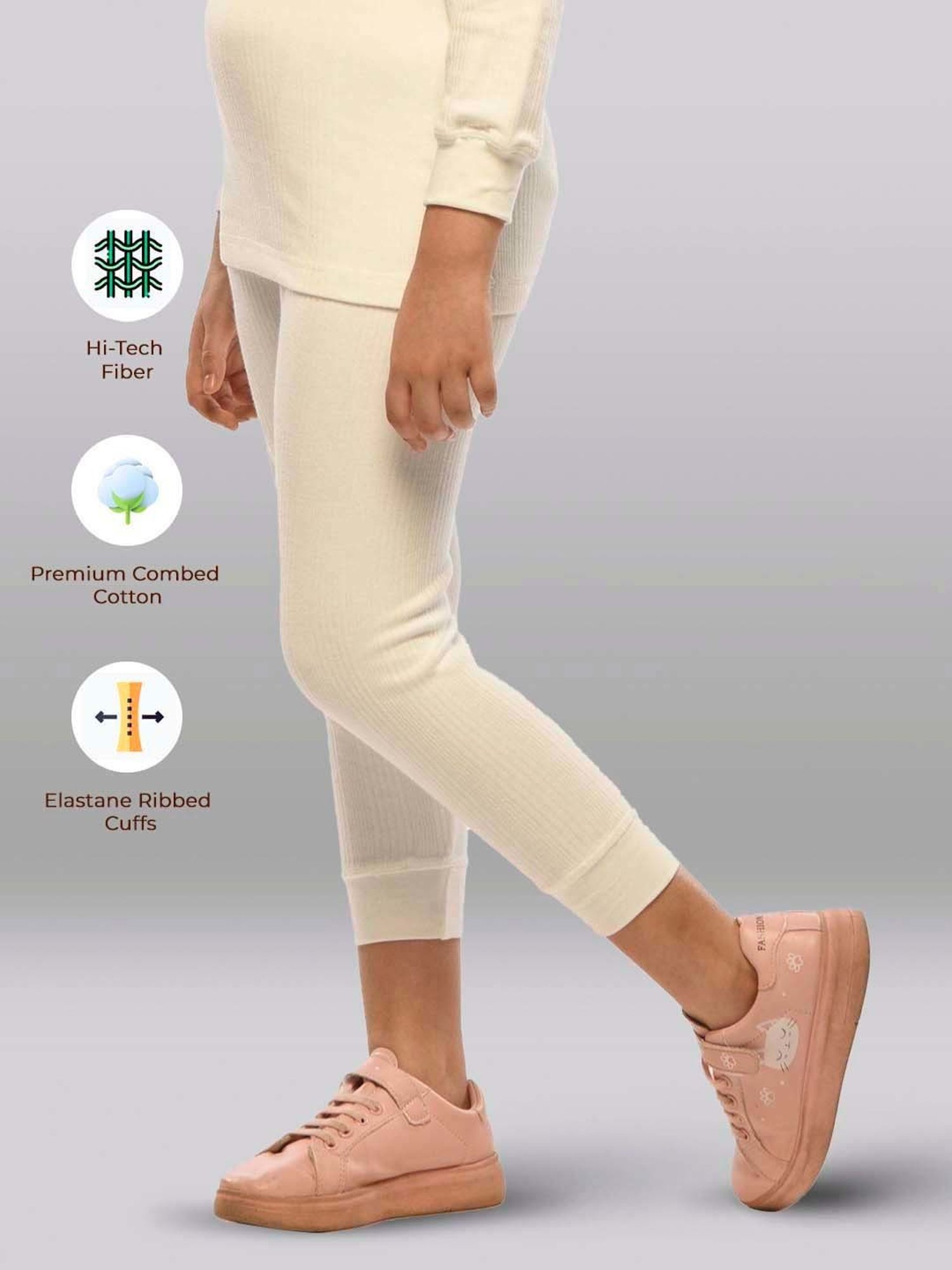 LUX Inferno Girls White Skinny Fit Thermal Pants