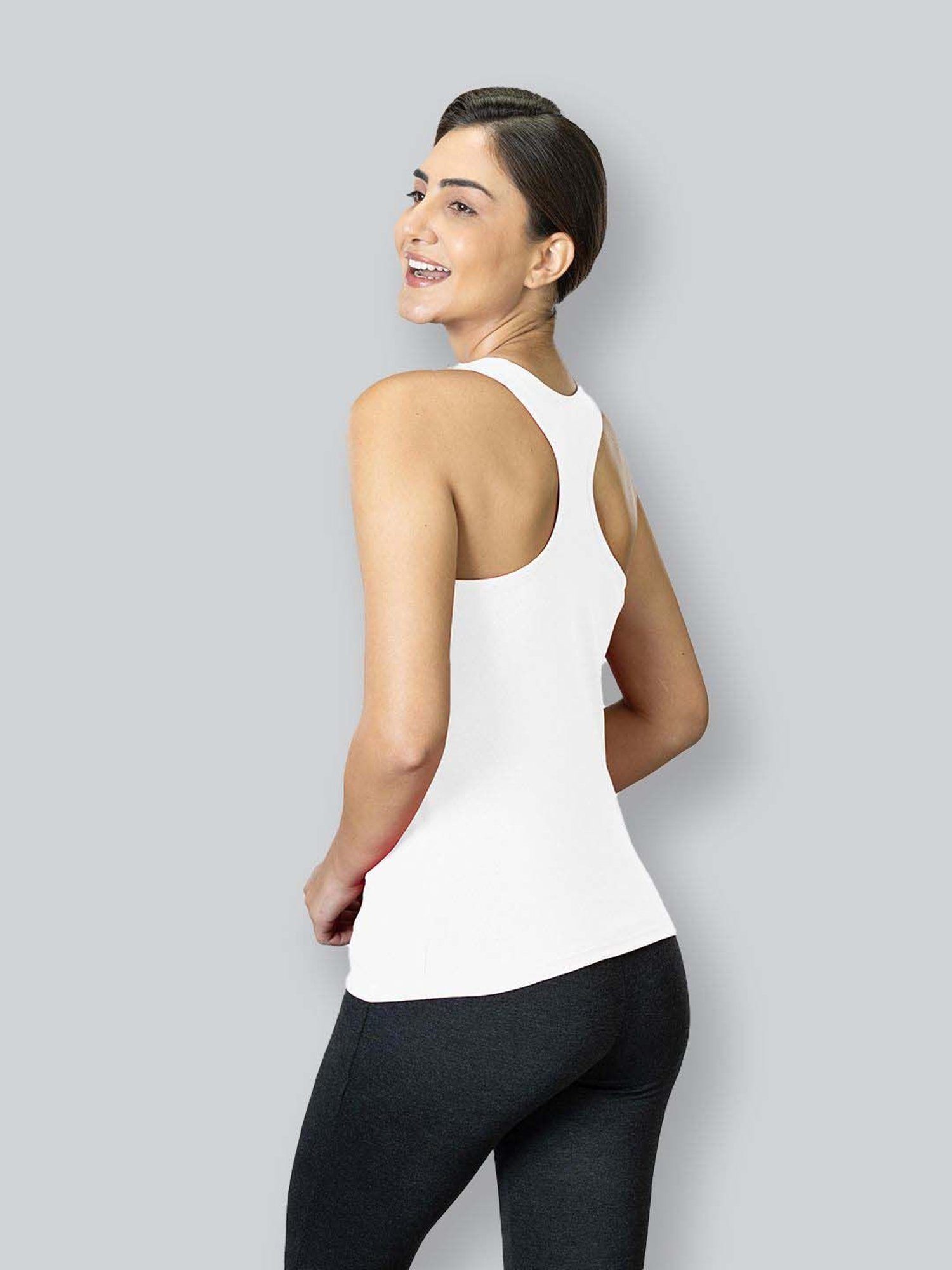 Superstar by Westside White Ribbed Cotton Blend Tank Top