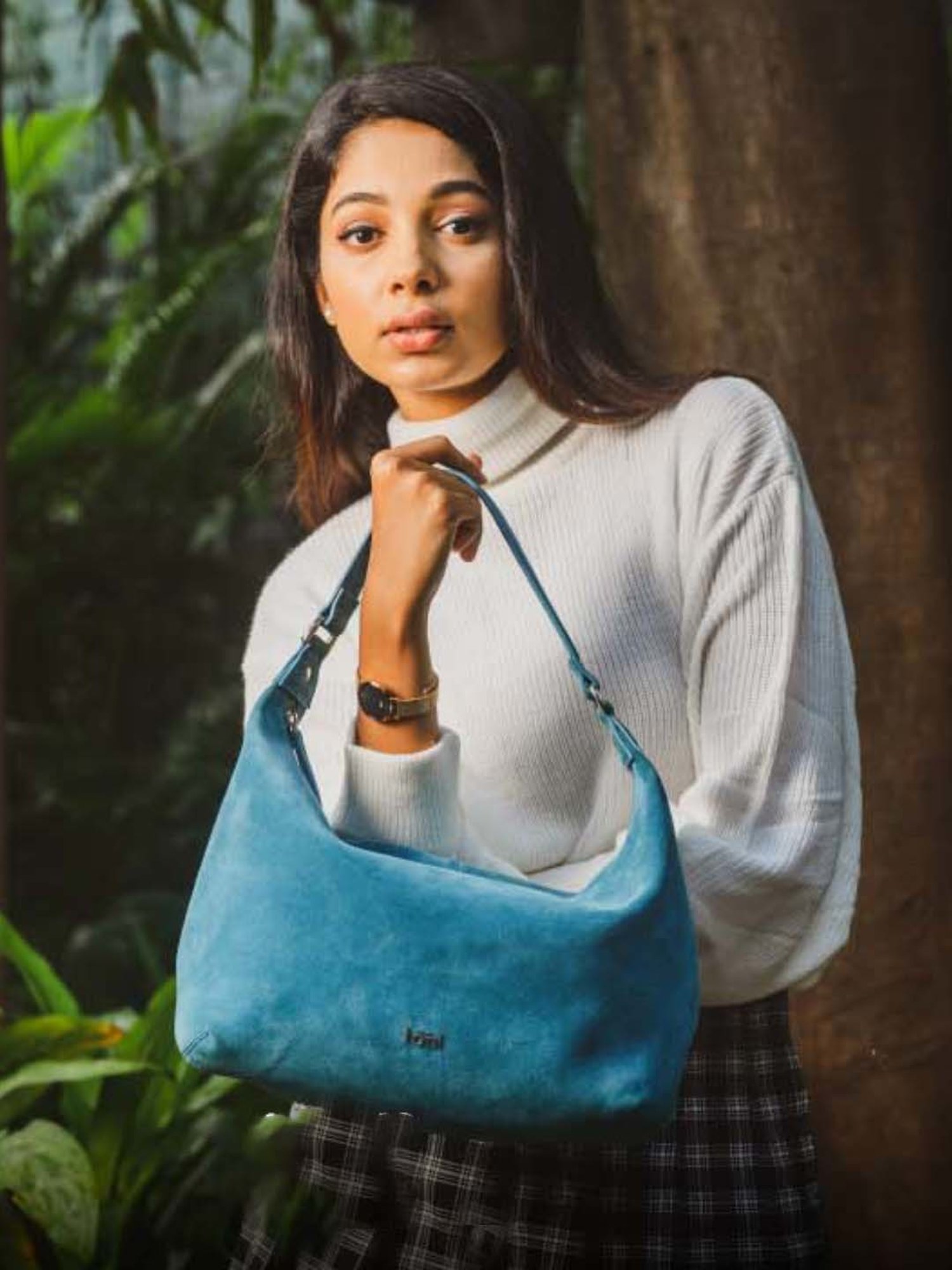 Tohl Blue Solid Large Hobo Handbag