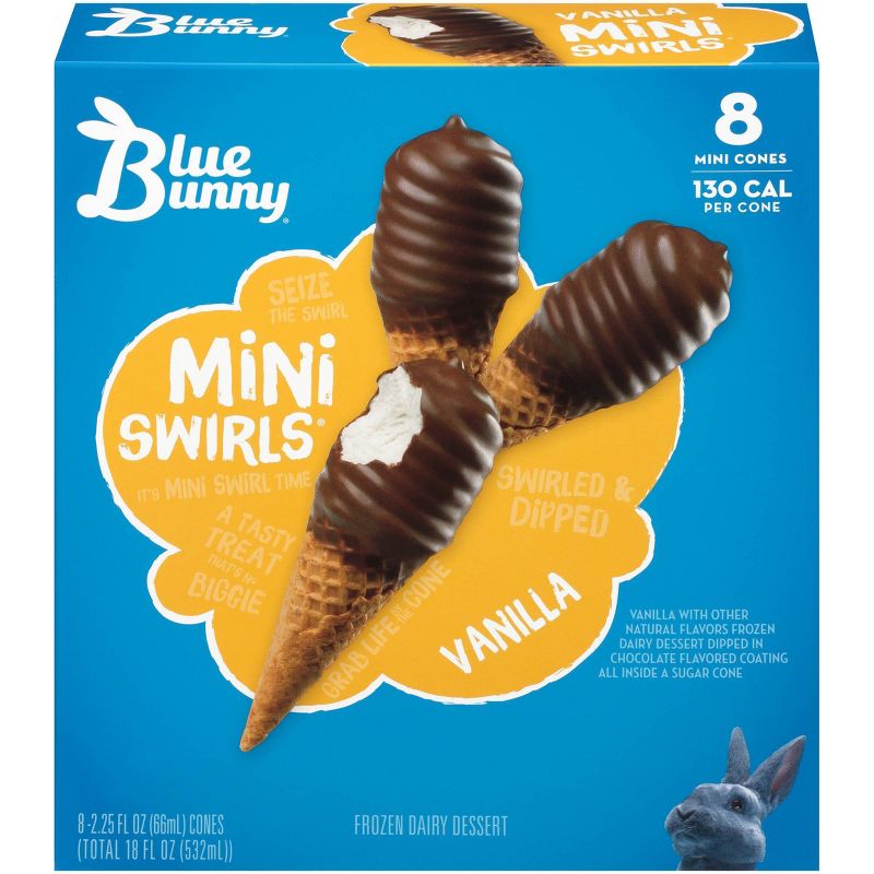 Blue Bunny Mini Swirls Vanilla Mini Ice Cream Cones - 2.25 fl oz /8pk