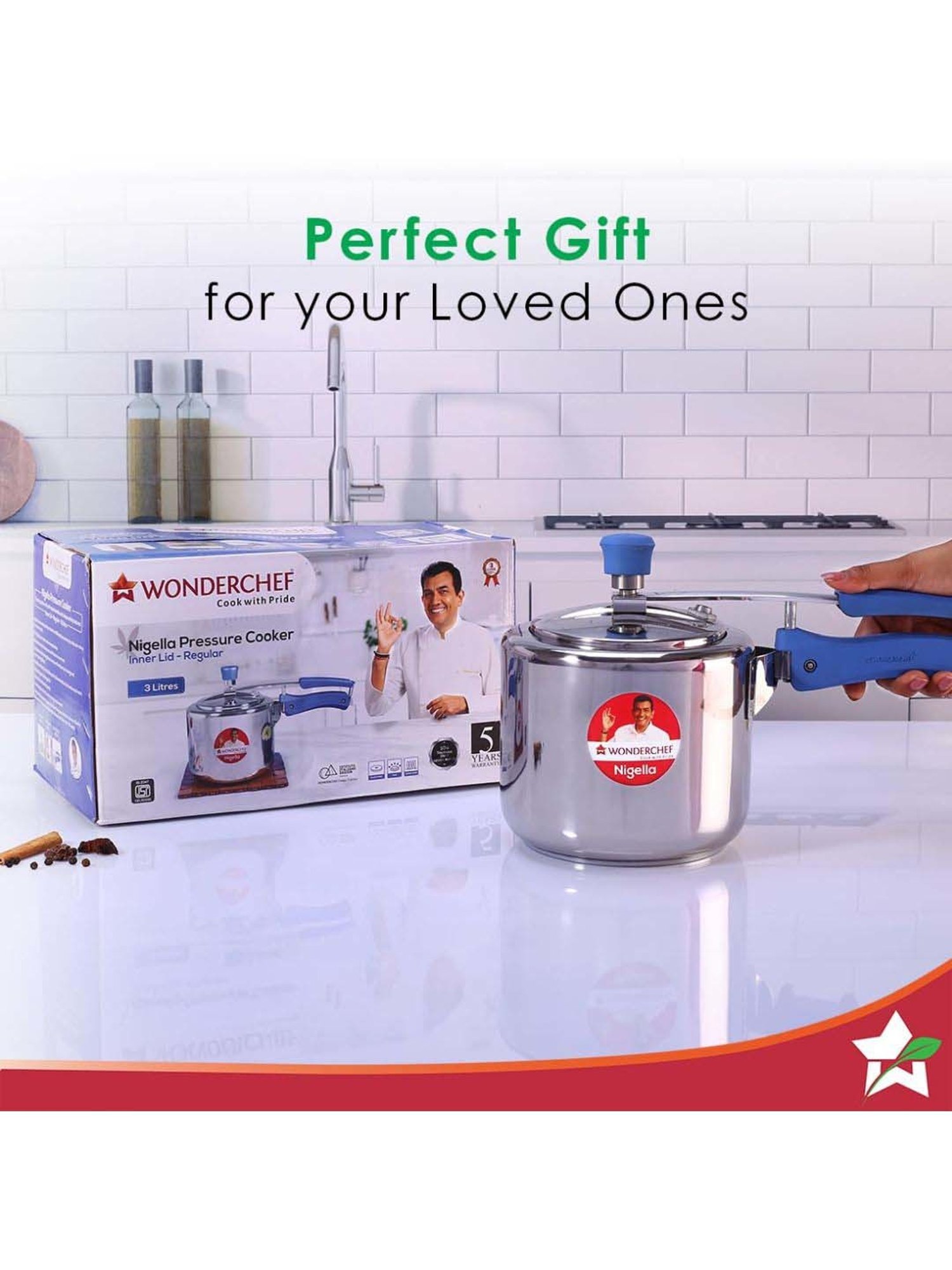 Pigeon Silver Stainless steel Pressure Cooker (10 L)