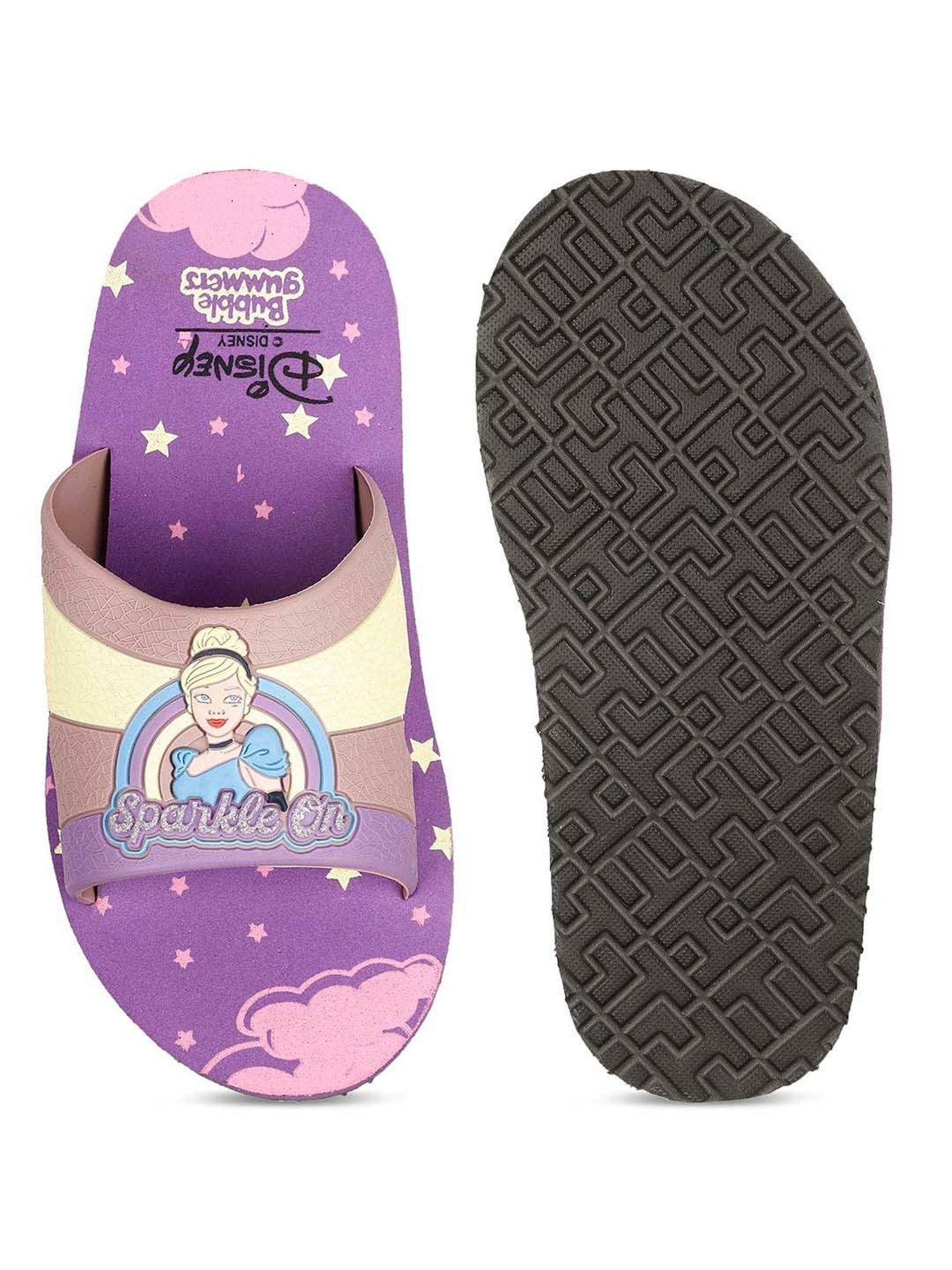 Disney by Bata Kids Purple & Cream Casual Slides