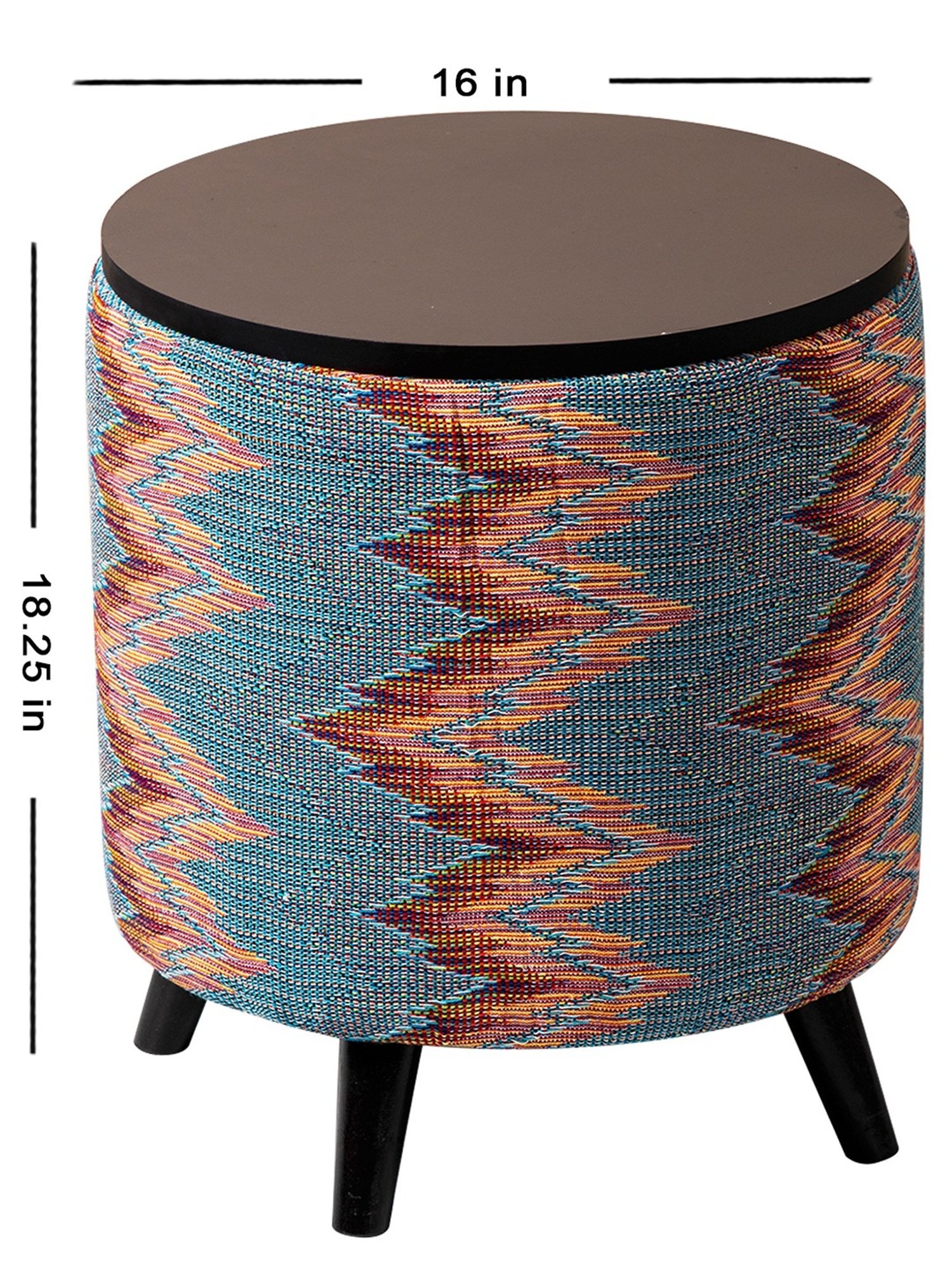 Chumbak French Sahara Solid Mustard Yellow Wood Ottoman