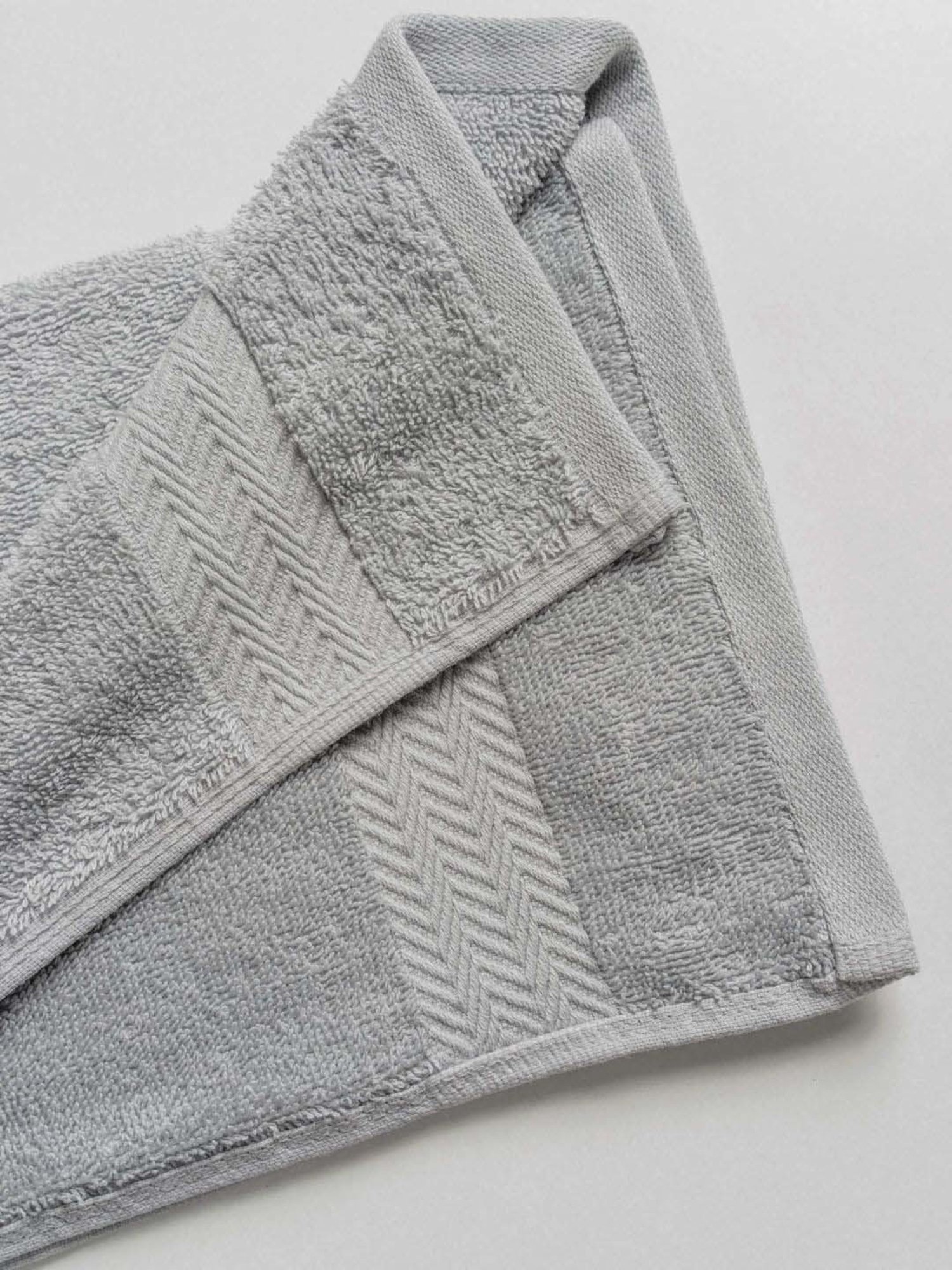 DDecor Grey Cotton 500 GSM Hand Towel - Set of 2