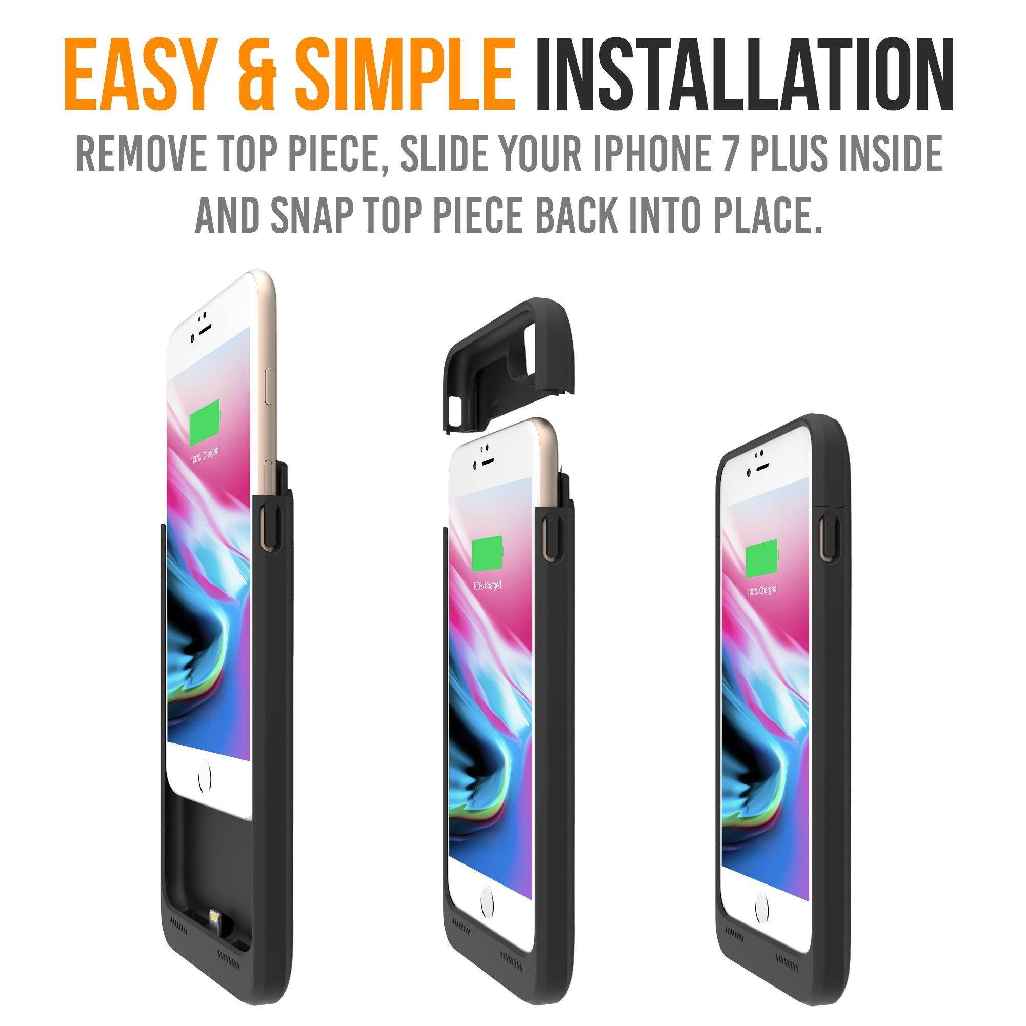 Alpatronix iPhone 7 Plus Battery Case, 5000mAh Slim Portable Protective Extended Charger Cover Compatible with iPhone 7 Plus (5.5 inch) BX180plus - (Black)