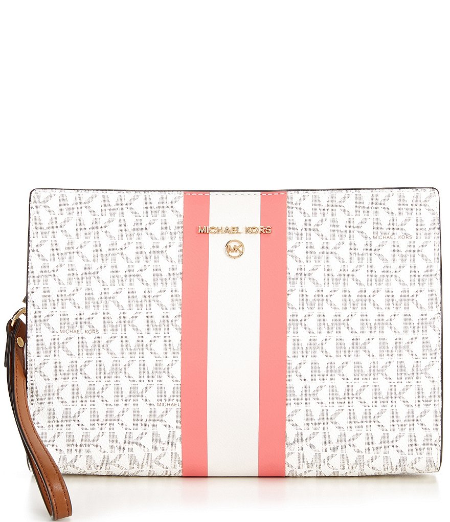 Michael Kors Zebra Signature Jet Set Double Zip Wristlet