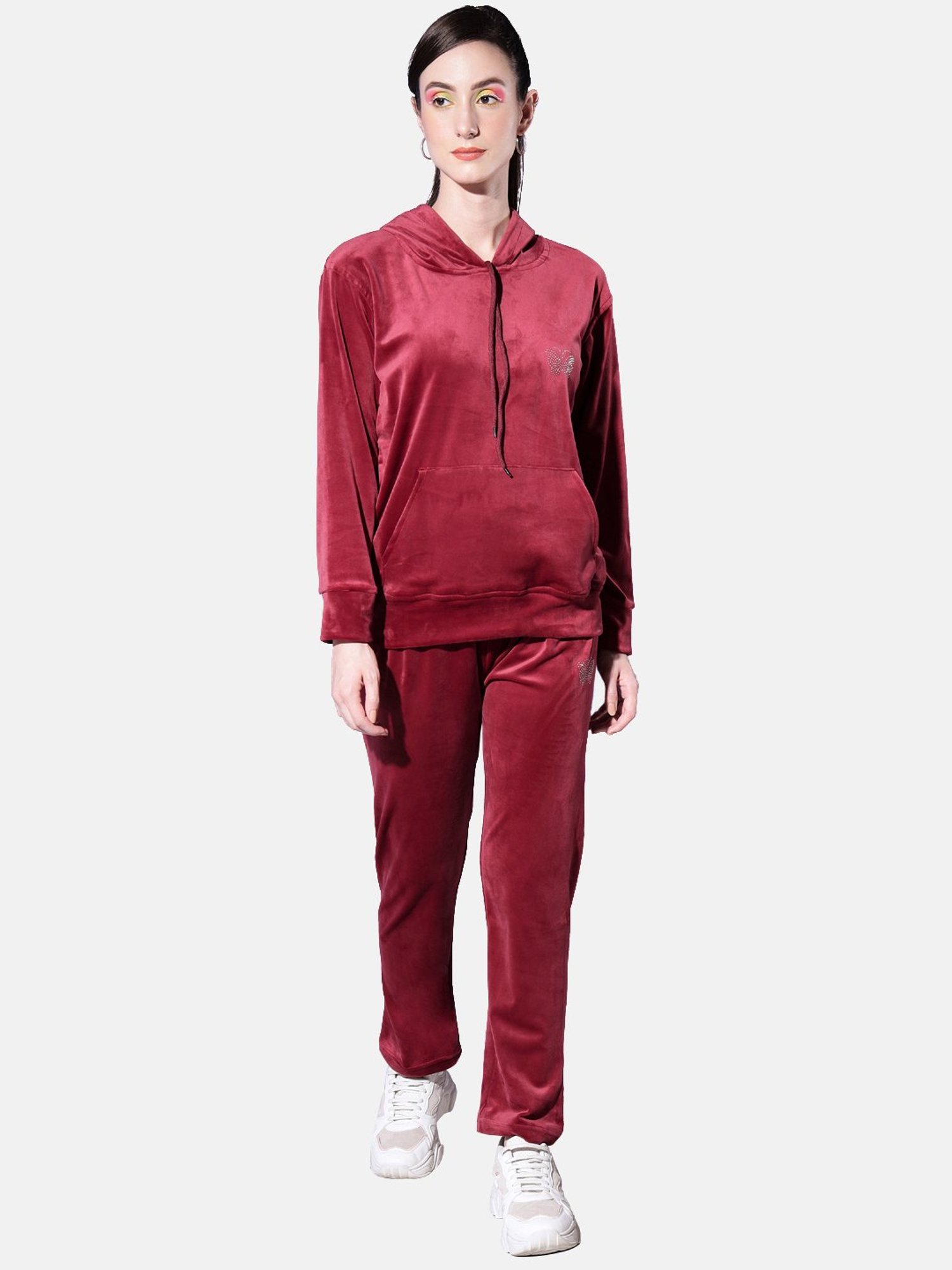 BUYNEWTREND Maroon Regular Fit Sports Tracksuit