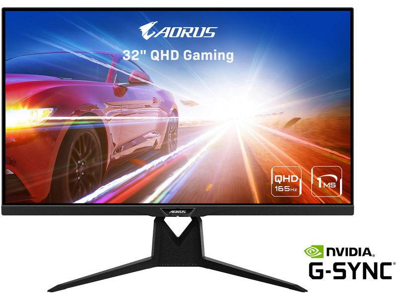 AORUS FI32Q 32" 165Hz HBR3, G-SYNC Compatible SS IPS Gaming Monitor, Exclusive Built-in ANC, KVM, 2560x1440 (2K), 1ms (GTG), HDR, 94% DCI-P3, 1 x DisplayPort 1.4, 2 x HDMI 2.0, 2 x USB 3.0, 1 x USB C