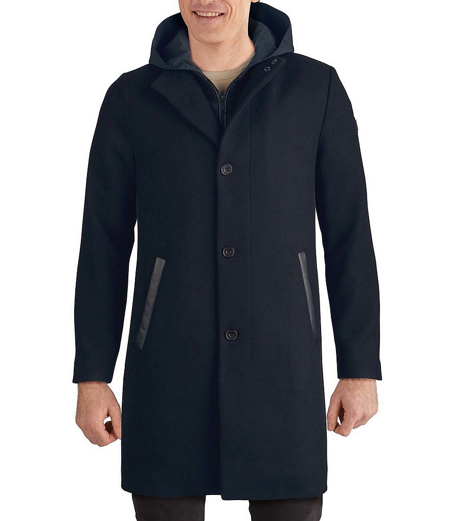Kenneth Cole New York Long-Sleeve Sleek Wool-Blend Coat