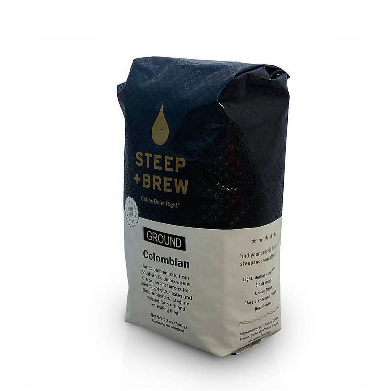 Steep+Brew Colombian Medium Roast Ground Coffee - 12oz
