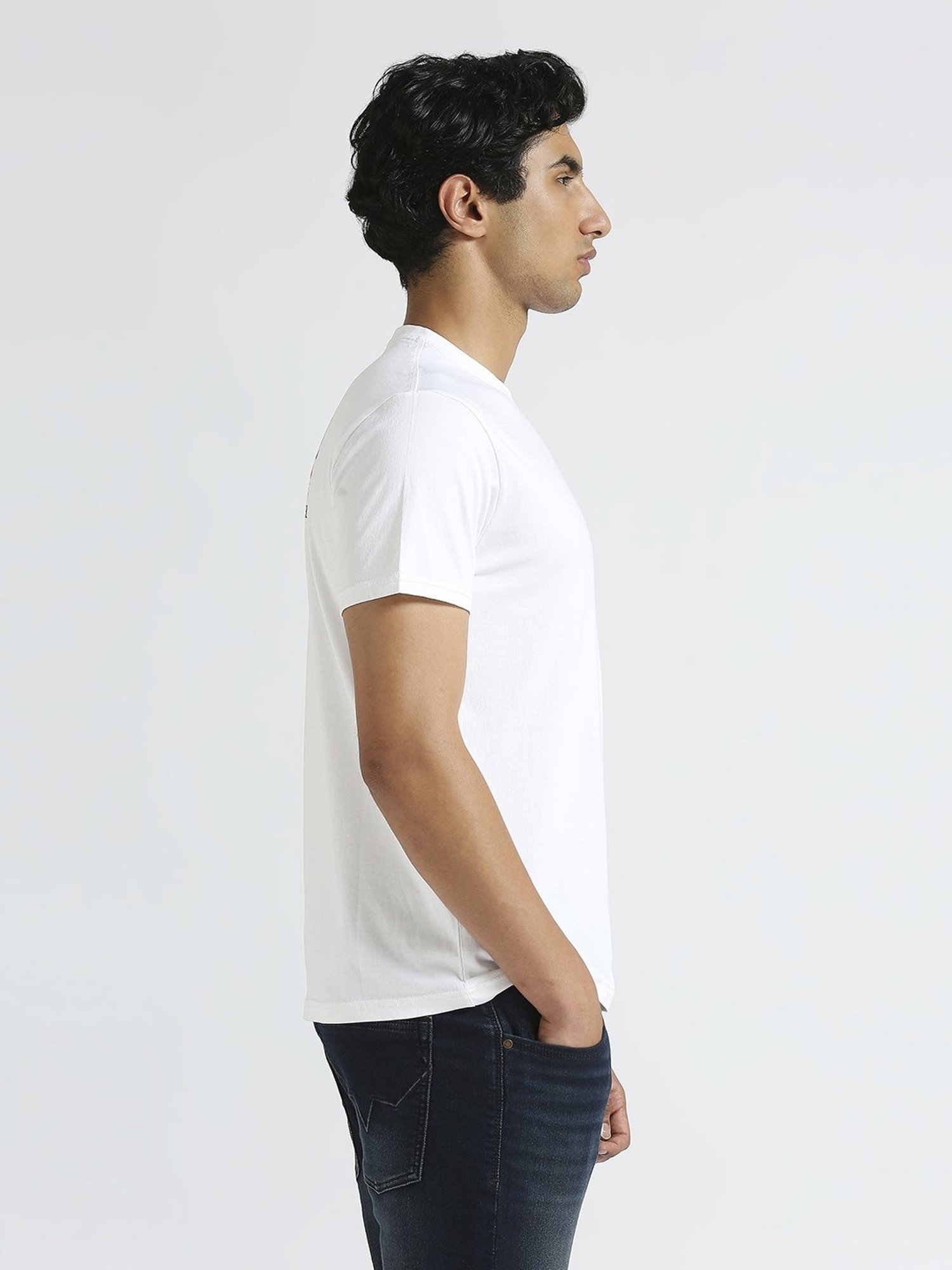 Pepe Jeans White Cotton Slim Fit Logo Printed T-Shirt