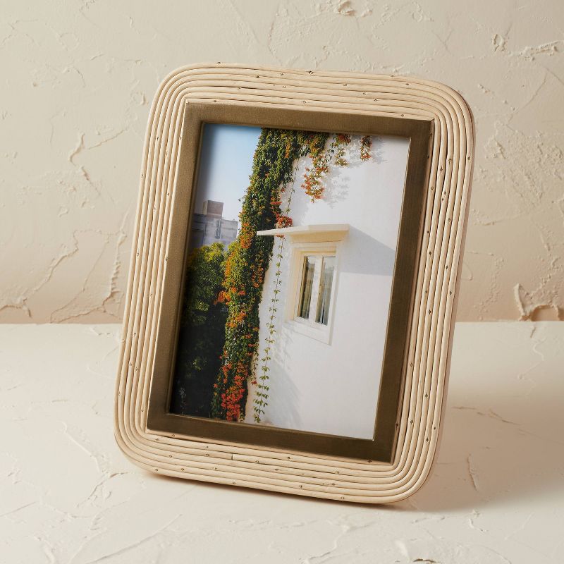 8" x 10" Rattan/Glass Photo Frame Beige - Opalhouse™ designed with Jungalow™