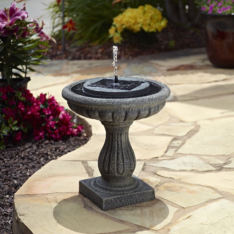 2" H Aquanura Polyresin Solar Birdbath Insert Gray - Smart Living