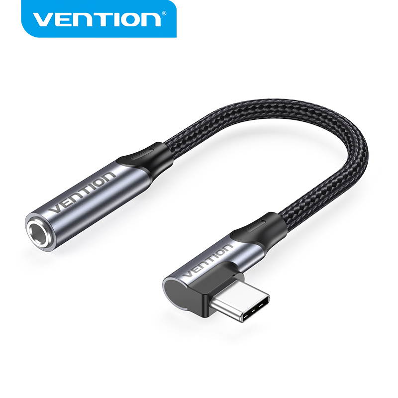 Vention Type C to 3.5mm Audio Adapter 90 Degree Right Angle Male to Female Earphone Jack Adapter USB C Connector for Huawei