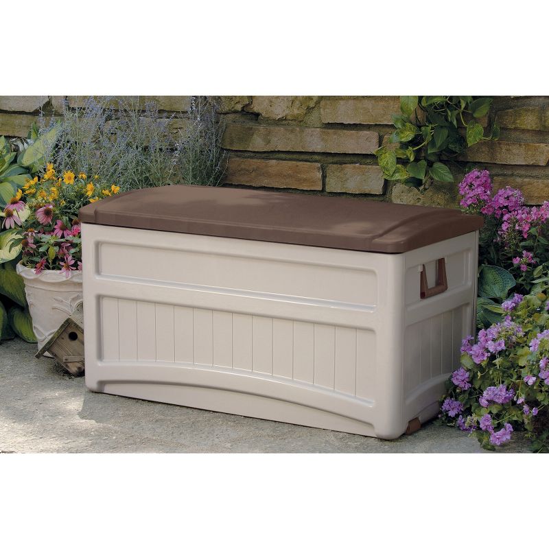 Resin Deck Box With Wheels 73 Gallon - Taupe/Brown - Suncast
