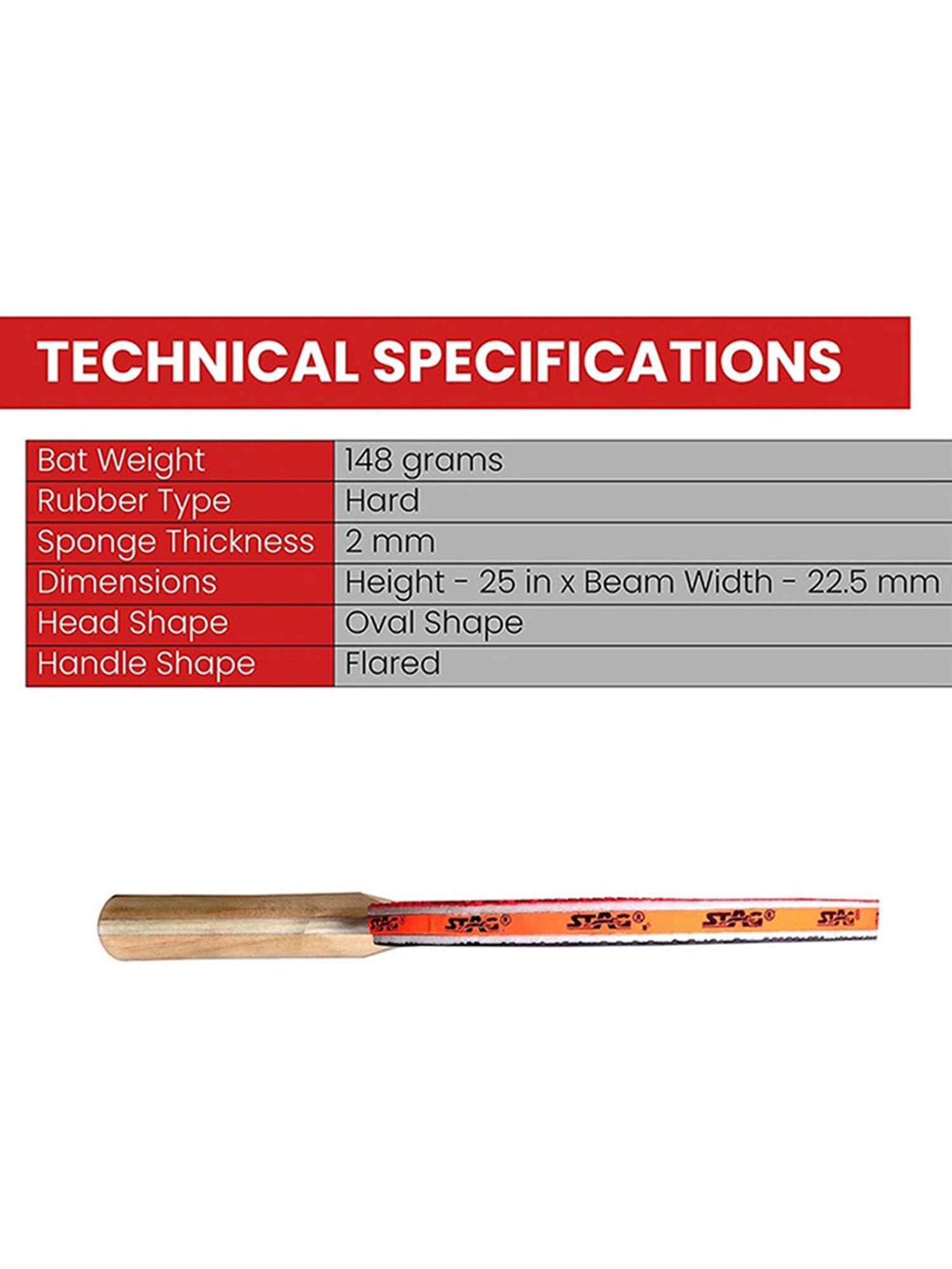 Stag Global 1 Star ITTF Approved Rubber Table Tennis Racquet (Multicolor)