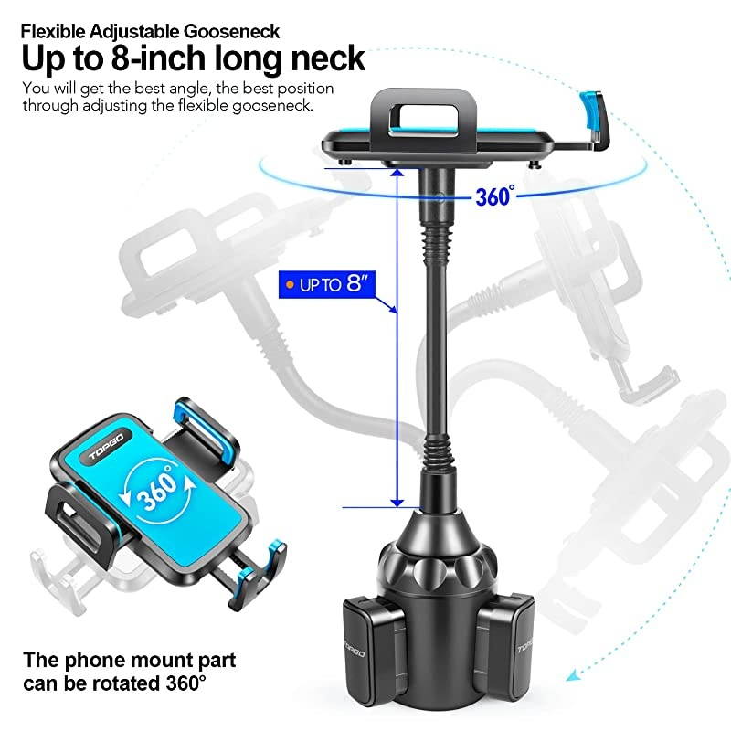Car Cup Holder Phone Mount Adjustable Gooseneck Automobile CupHolderPhoneCarMount for iPhone 11 ProXRXS MaxX87 Plus6sSamsung S10+Note 9S8 PlusS7 EdgeBlue