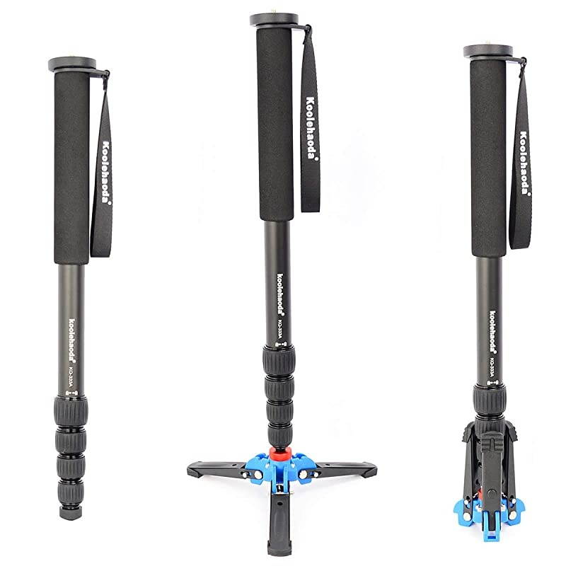 66-inch Aluminum Monopod with Folding Three Feet Support Stand, for All Canon Sony, Nikon.Max. Load 12kg/26lbs (KQ-333A+A1 Base)