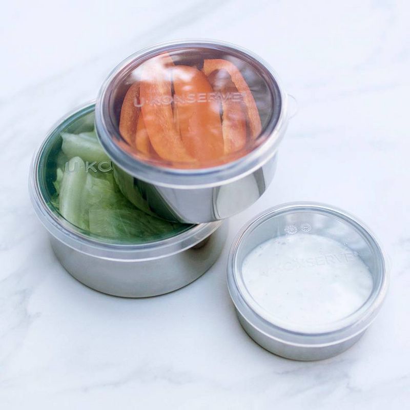 U-Konserve Nesting Stainless Steel Food-Storage Containers Round (Set of 3) - Clear Silicone Lids