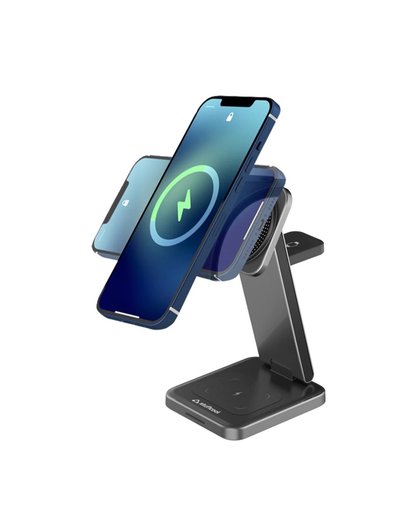 Stuffcool Rover 3 in 1 Foldable Aluminium Wireless Charging Station (Black)