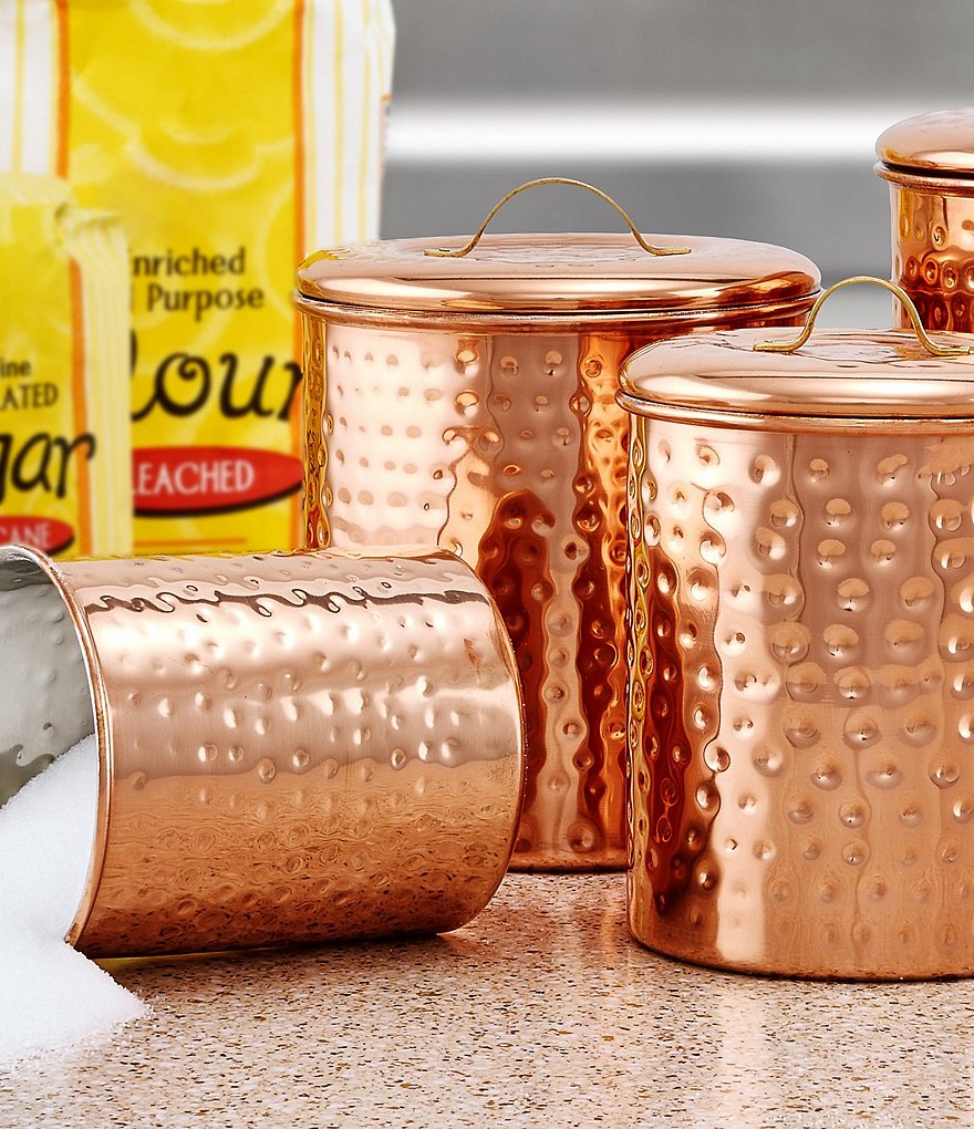 Old Dutch 4-Piece Decor Copper Hammered Canister Set