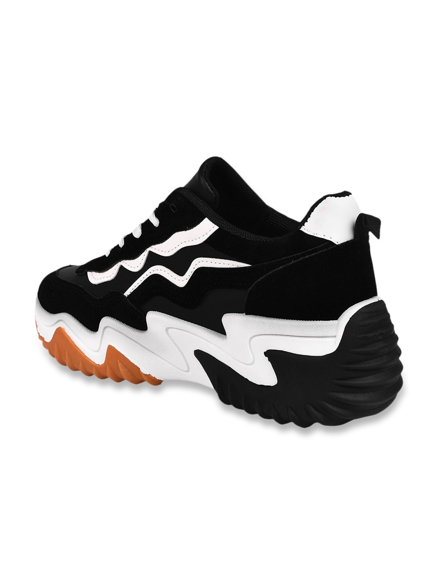 The White Pole Women's Black Casual Sneakers