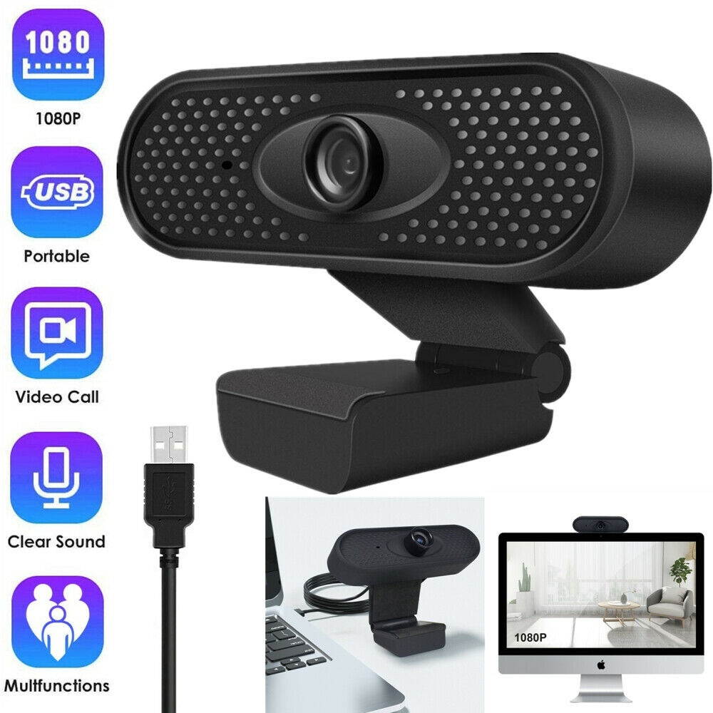 1080P Full HD Webcam with Microphone for PC Desktop  Laptop USB 2.0 Web Camera