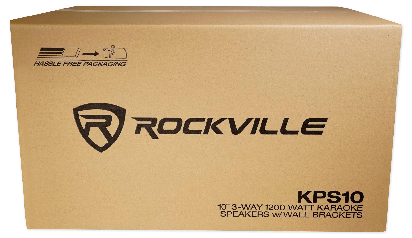 Pair Rockville KPS10 10" 1200w Speakers w/Wall Brackets For Restaurant/Bar/Cafe