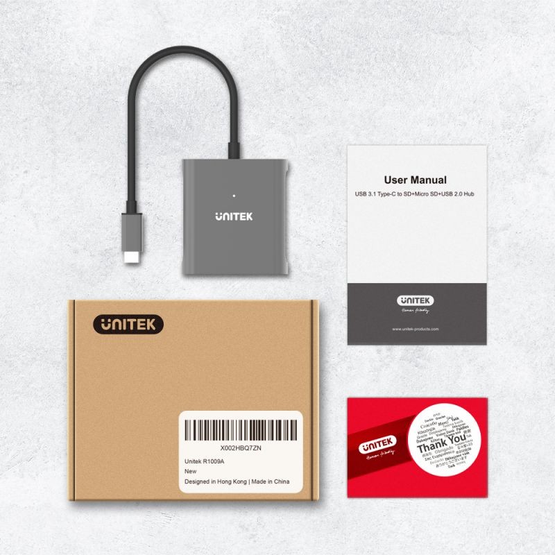 Unitek SD Card Reader USB C, 3 in 1 Type C to USB Camera SD/Micro SD Memory Card Reader Adapter 2TB Capacity for MacBook Pro/Air, iPad Pro, XPS, Samsung Galaxy S10/S9/S8 and More USB-C Devices (15cm)