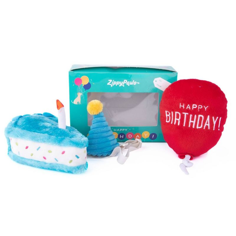 ZippyPaws Display Birthday Box Dog Toy - 3pk