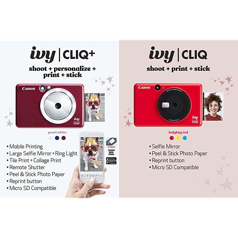 IVY CLIQ+ Instant Camera Printer Smartphone Photo Printer Via BluetoothR Ruby Red