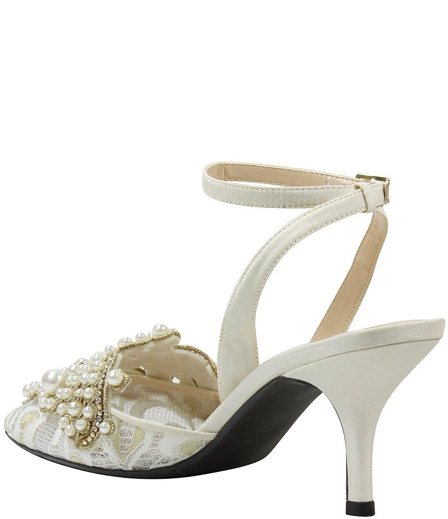 J. Renee Desdemona Floral Pearl Ornament Ankle Strap Pumps