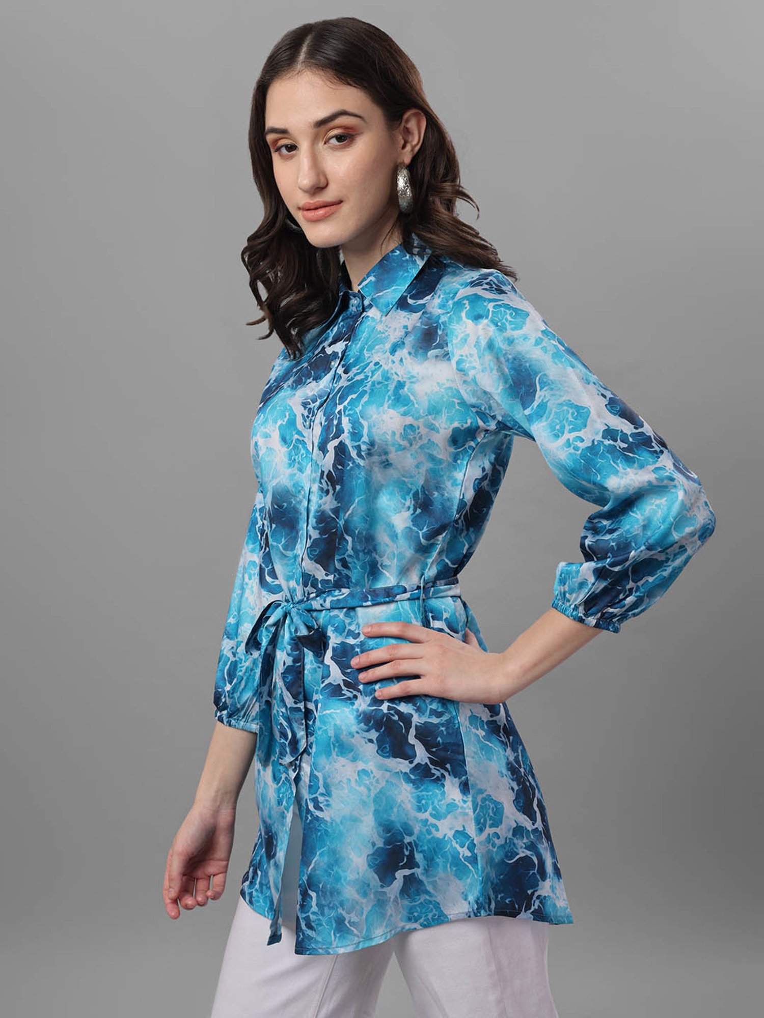 MASAKALI.CO Sky Blue Printed Shirt