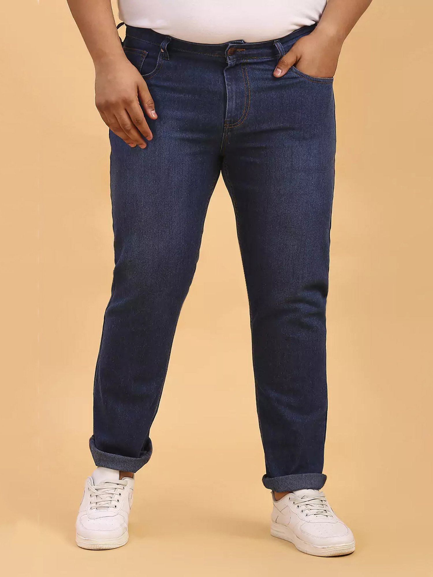 Thomas Scott Blue Regular Fit Lightly Washed Plus Size Stretchable Jeans