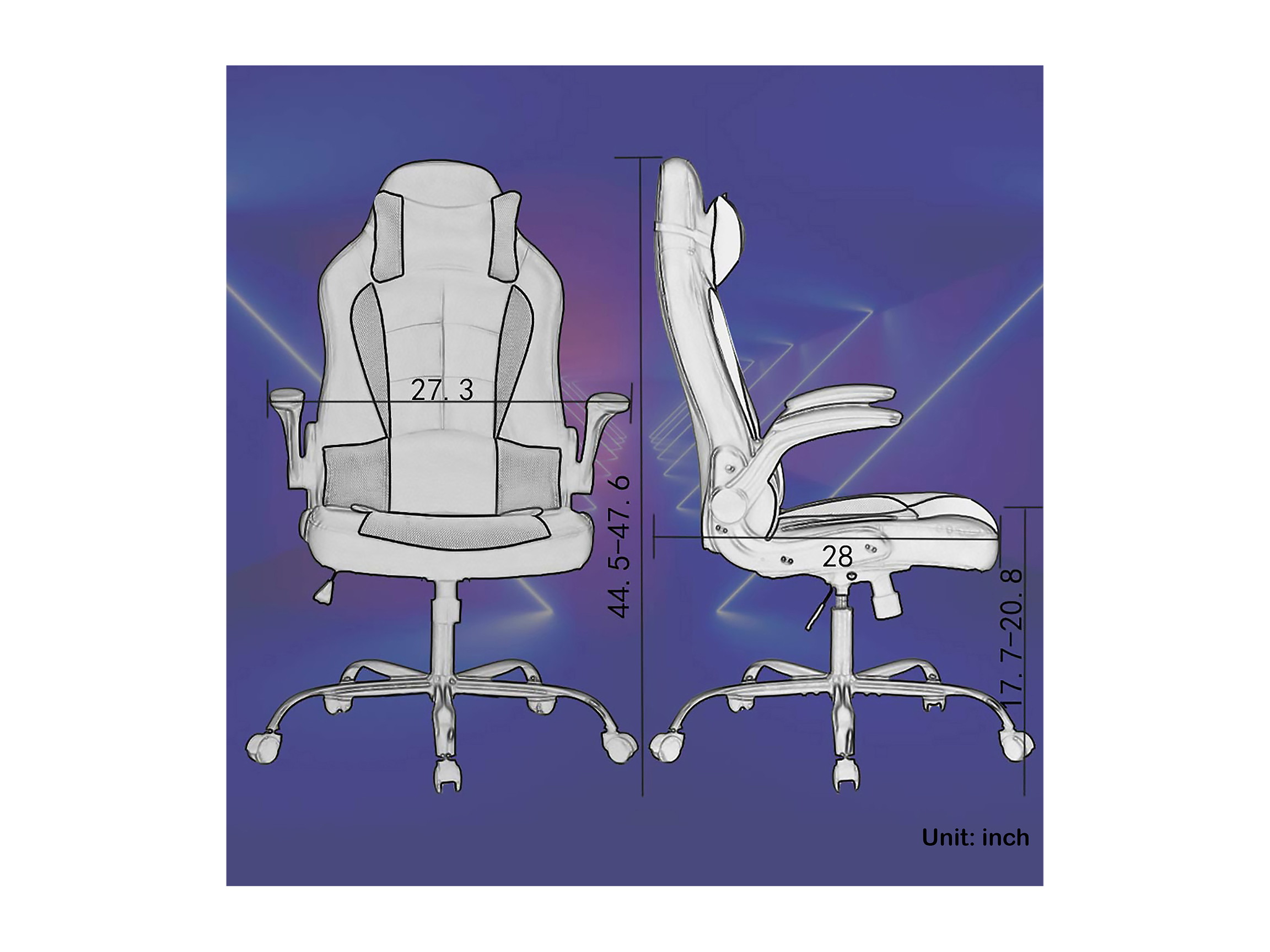 ProHT 95000 Ergonomic Gaming Chair with Adjustable Headrest Pillow, Padded Armrest and Lumber Support