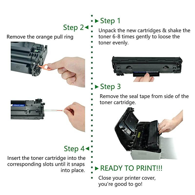 4 Pack Compatible Toner Cartridge Replacement for Canon 126 CRG126 CRG126 3483B001 Black for use in ImageClass LBP6200d and LBP6230dw Wireless Laser Printers