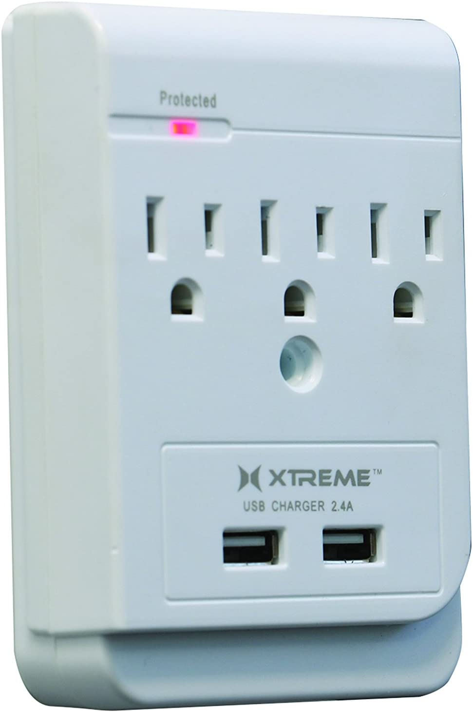 Xtreme XWS8-0108-WHT 3 Outlet Wall Tap with 2 USB Ports Power Distribution Unit, White