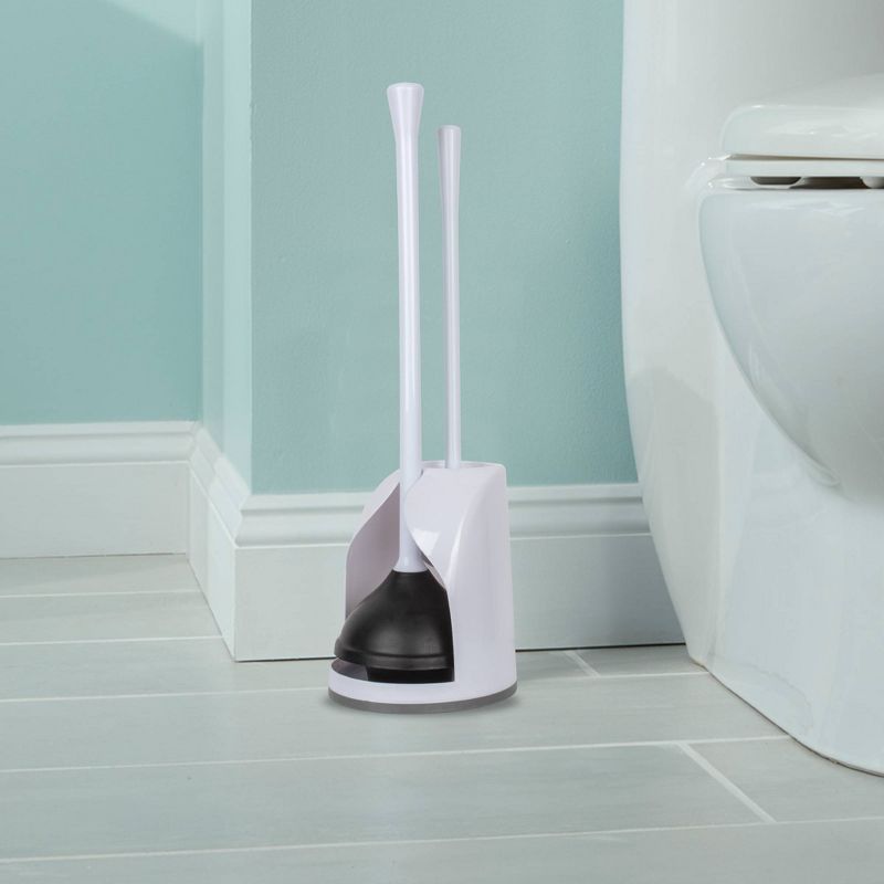 Casabella Combo Bowl Brush and Plunger Set - White