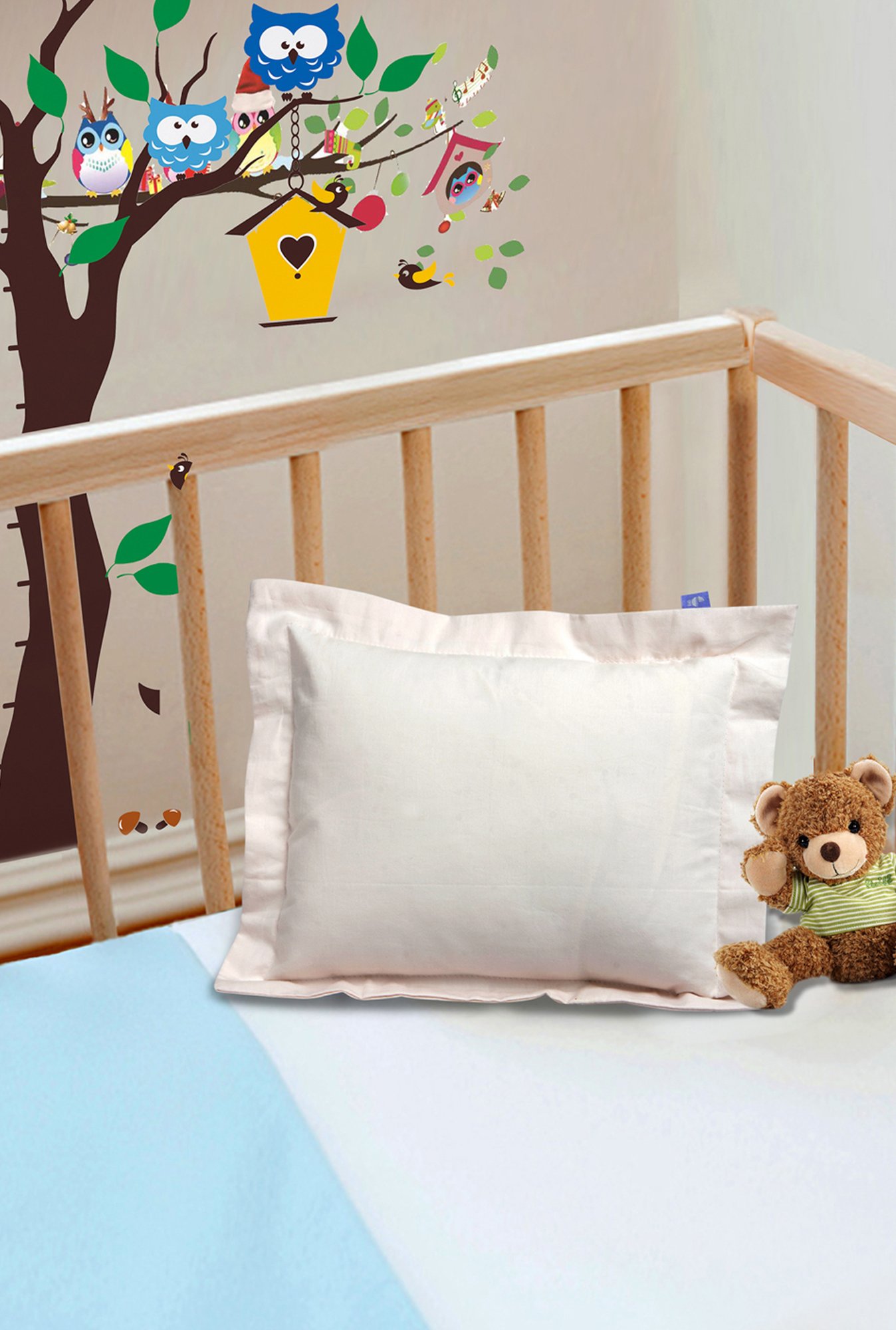 The Baby Atelier White Solid Cotton 400 TC Pillow Cover with Filler