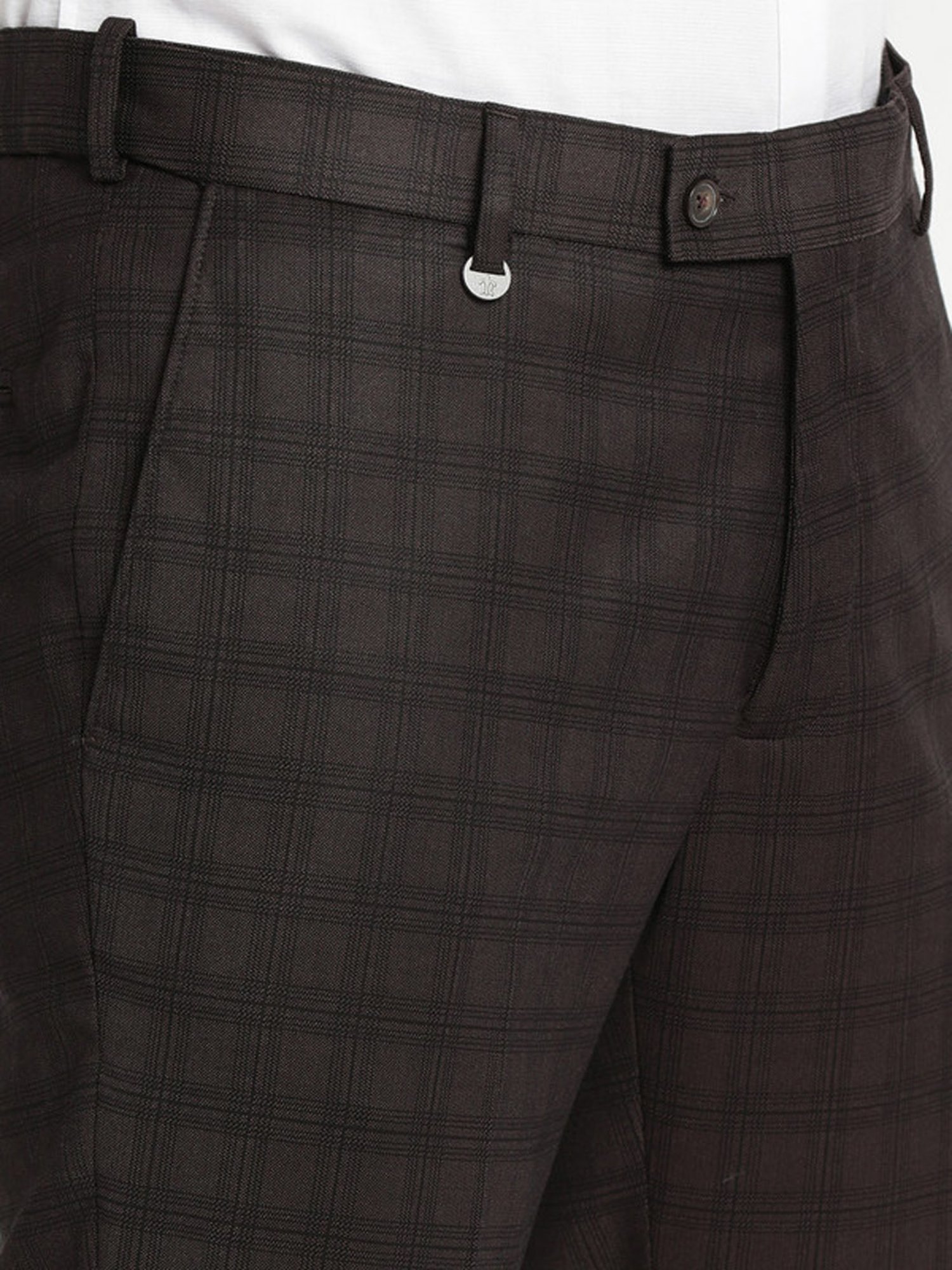 Turtle Brown Slim Fit Checks Two Piece Suit