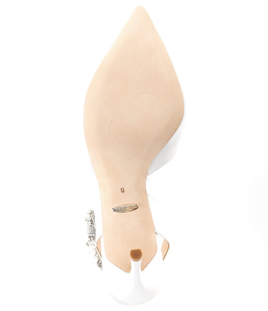 Badgley Mischka Blanca Satin Crystal Ornament Detail Pumps