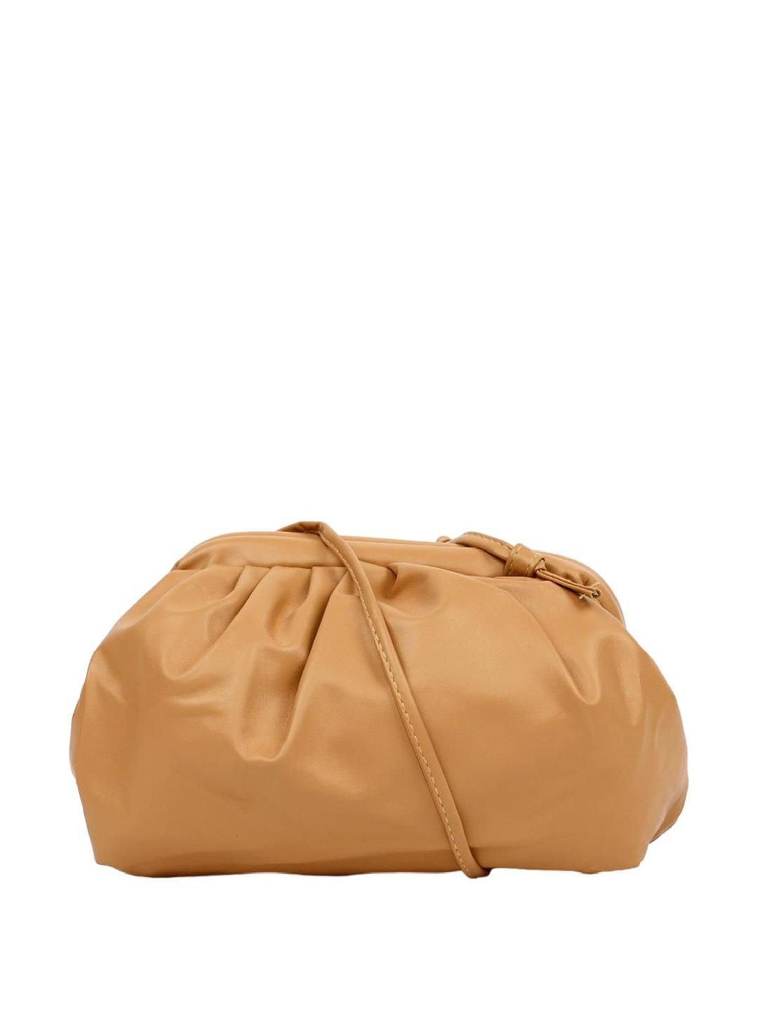 HauteSauce Beige Solid Small Sling Handbag