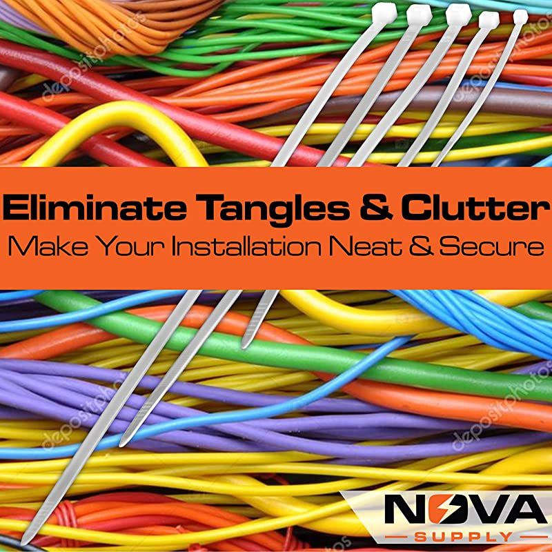 White Zip Ties Multisize Set of 150 HighStrength Cable Tie Pack Has 50x 8 10 12 inch UVResistant Nylon Fasteners Durable Wraps For Storage Organization and Wire Management